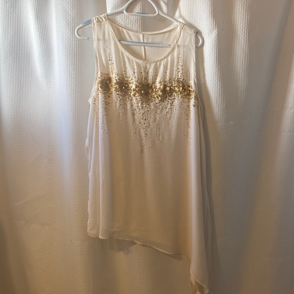 Plus Size Beige no Sleeves with gold sequins